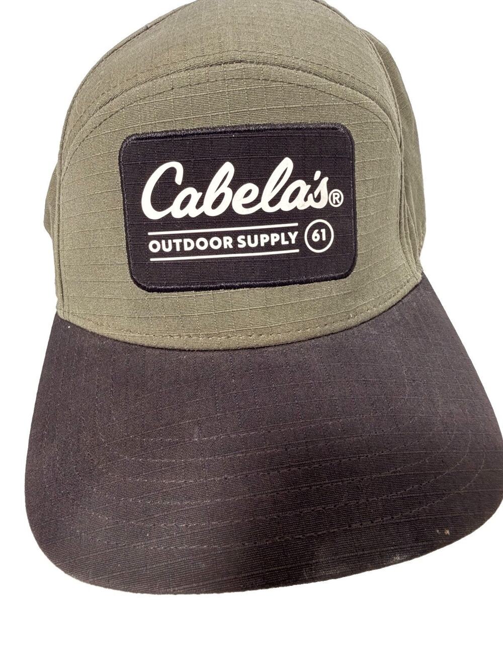 Cabelas Ripstop 5-Panel Hat Cap Mens OS Olive Green Black Outdoor Supply 61